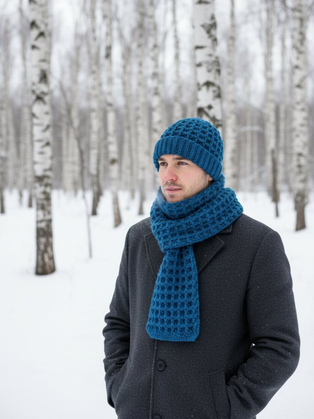Peacock Teal Hat & Scarf Set | Handmade Crochet Winter Set